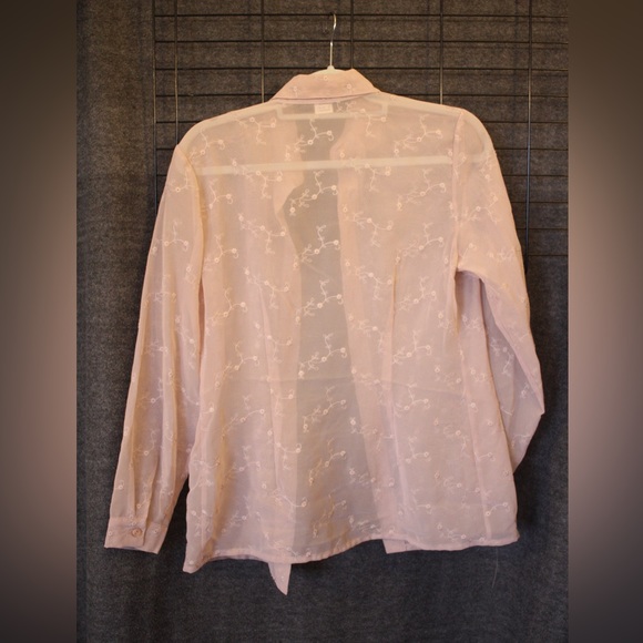 Vintage Sheer Pink Long Sleeve Button-Up - Picture 7 of 7